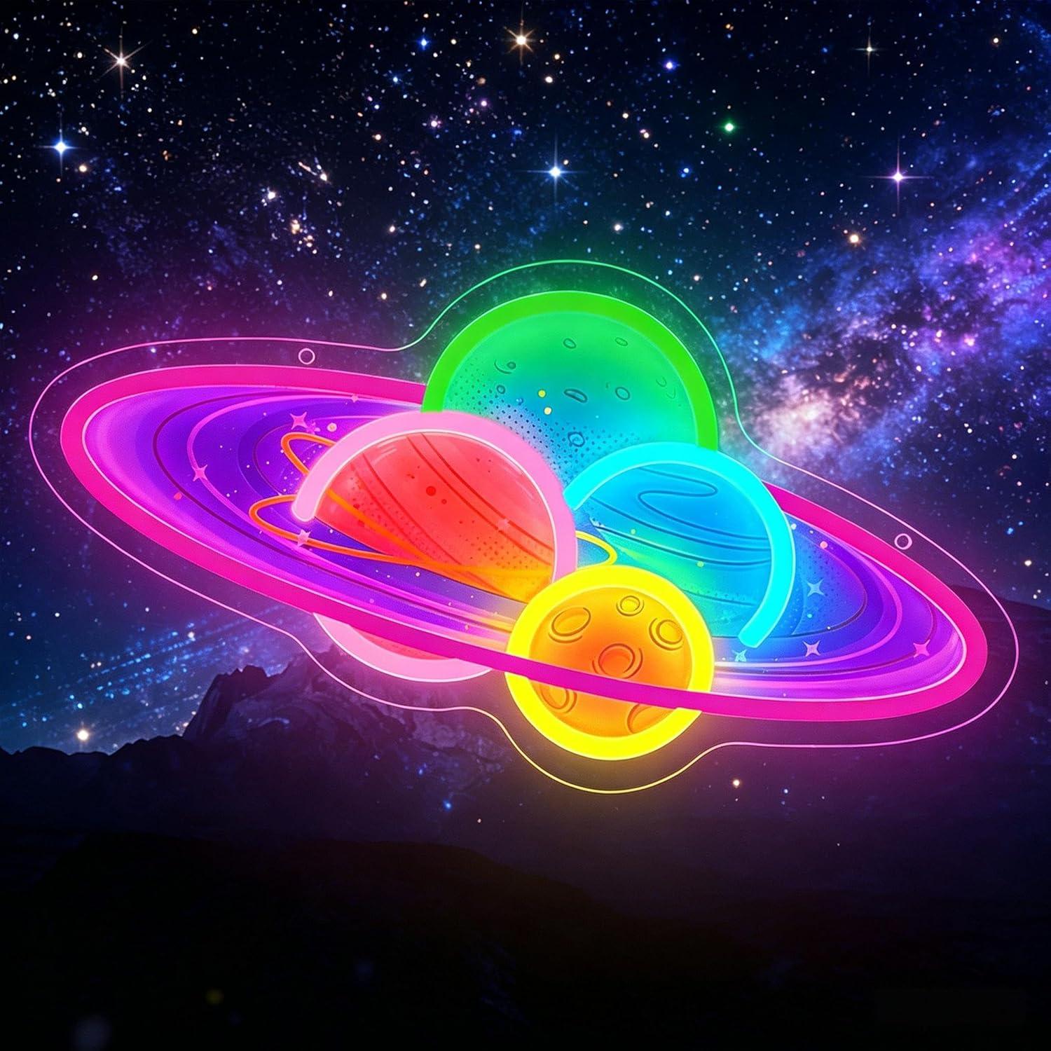 Lighting Decor Living Room - Planet Saturn Neon Sign USB Dimmable