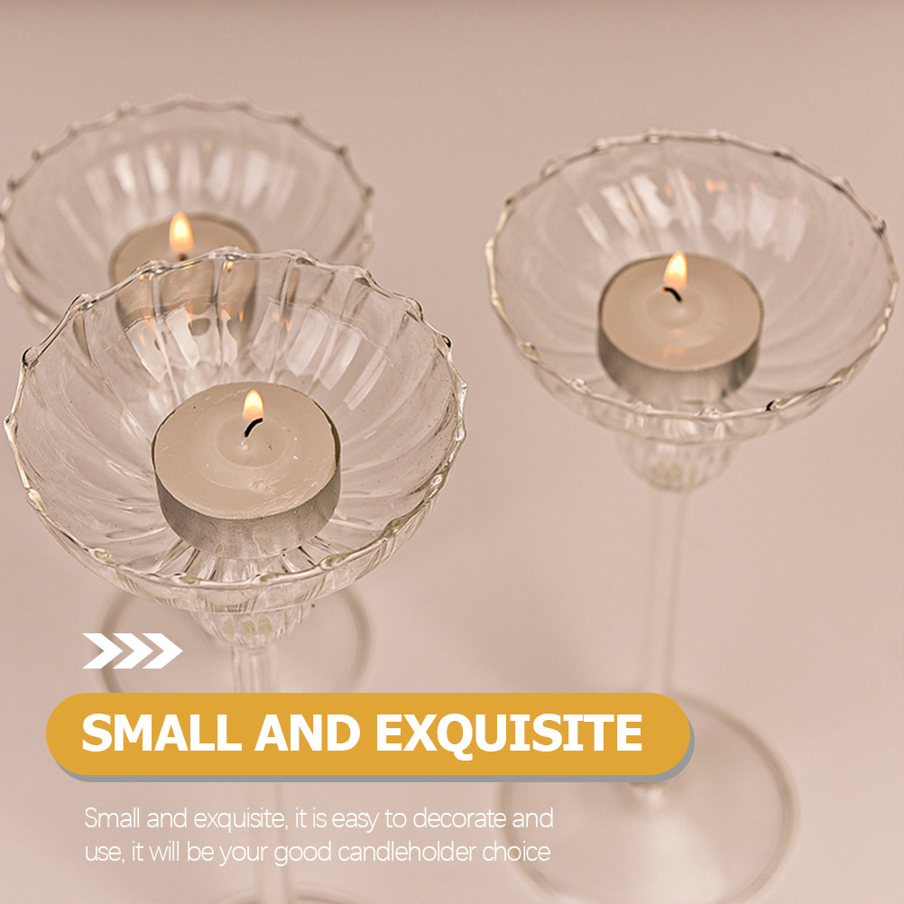 Lighting Decoration Stand - 3Pcs Glass Holder Set Elegant Transparent