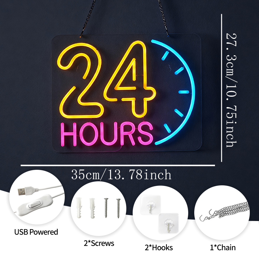 24 Hours Neon Sign Light Up Le - огляд і ціна Decor Lighting Opening Hours