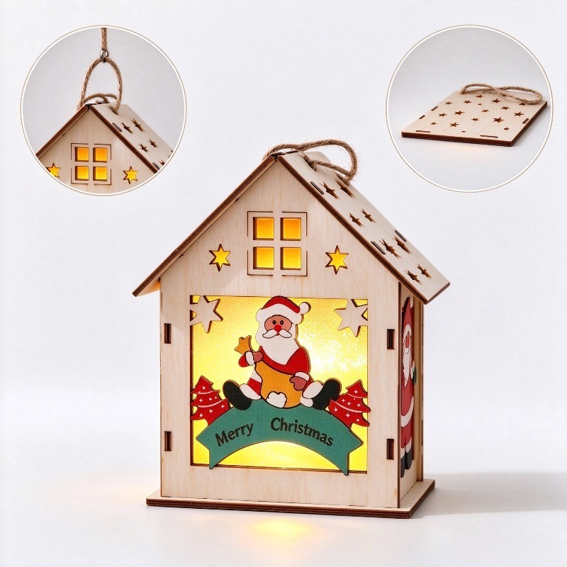 12x10cm LED Light Wooden Chris - огляд і ціна Pendant Lighting Christmas Decor