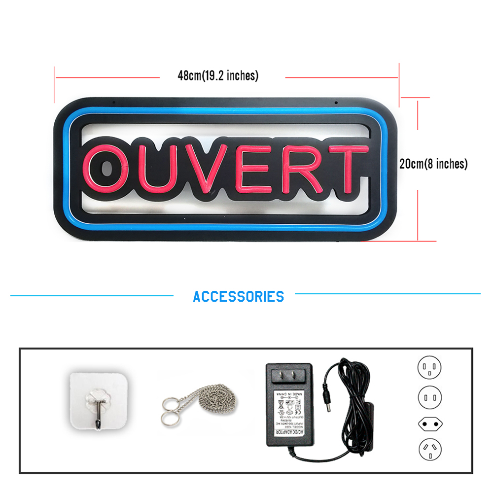 48x 20cm 'OUVERT' Neon Lights  - огляд і ціна Decor Lighting Opening Hours