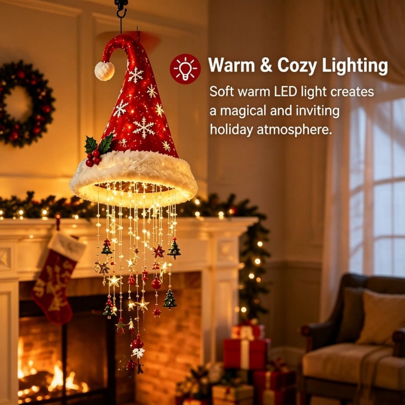 Christmas Lighted Santa Hat Ch - огляд і ціна Pendant Lighting Christmas Decor