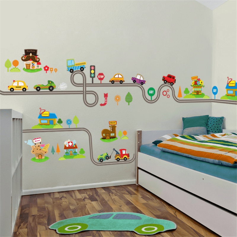 2Pcs/Lot Cartoon Cars Highway  - огляд і ціна Lighting Mcqueen Bedroom Decor