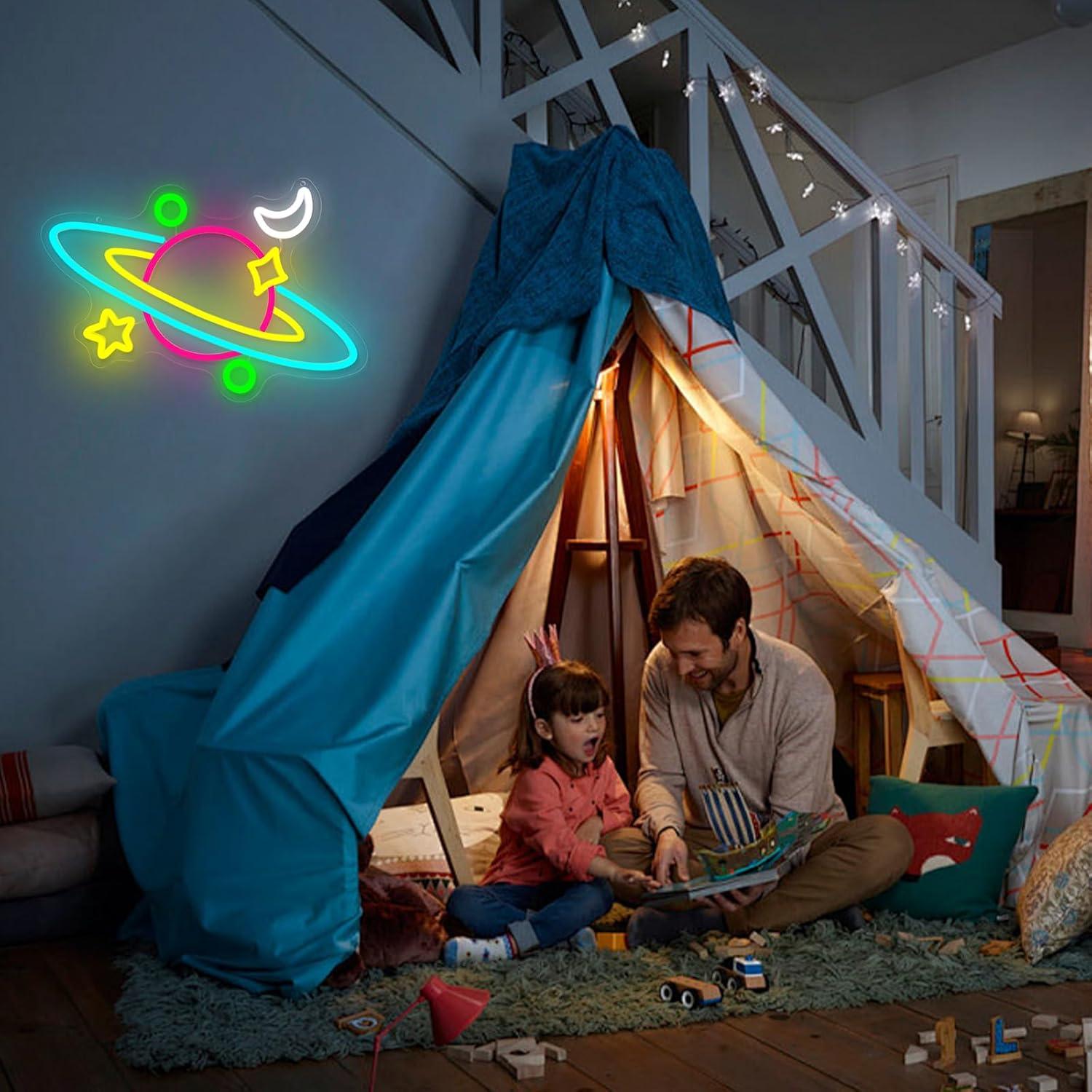 Planet Saturn Neon Sign USB Di - огляд і ціна Lighting Decor Living Room
