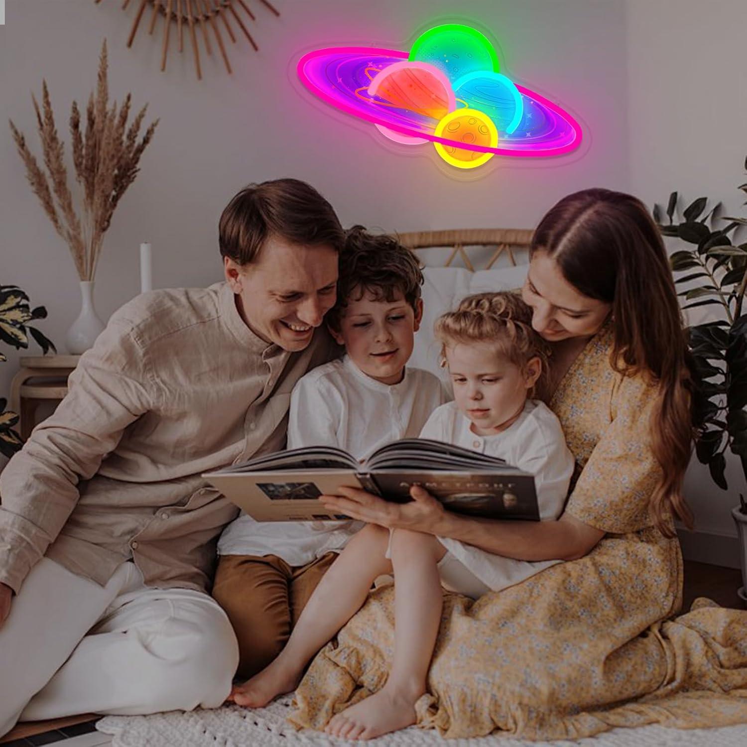Planet Saturn Neon Sign USB Di - огляд і ціна Lighting Decor Living Room