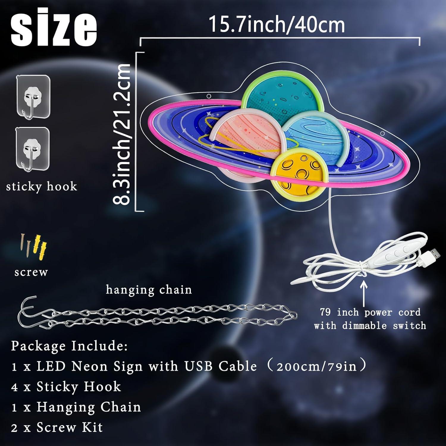Planet Saturn Neon Sign USB Di - огляд і ціна Lighting Decor Living Room