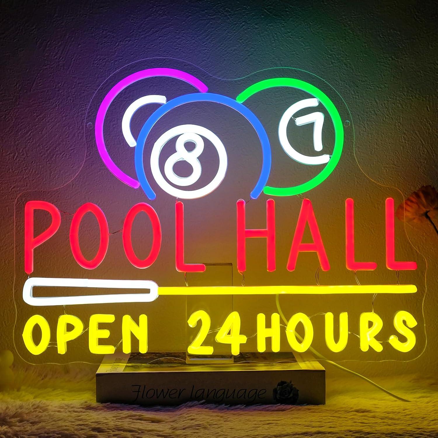 Pool Hall Open 24 Hours Neon S - огляд і ціна Decor Lighting Opening Hours