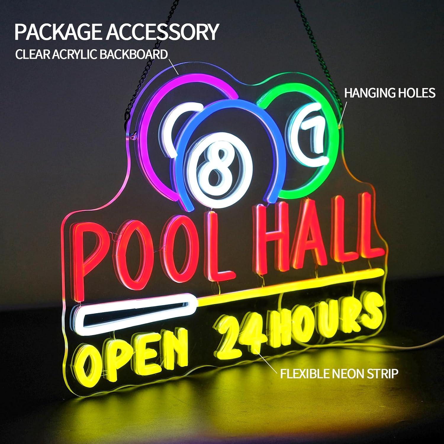 Pool Hall Open 24 Hours Neon S - огляд і ціна Decor Lighting Opening Hours