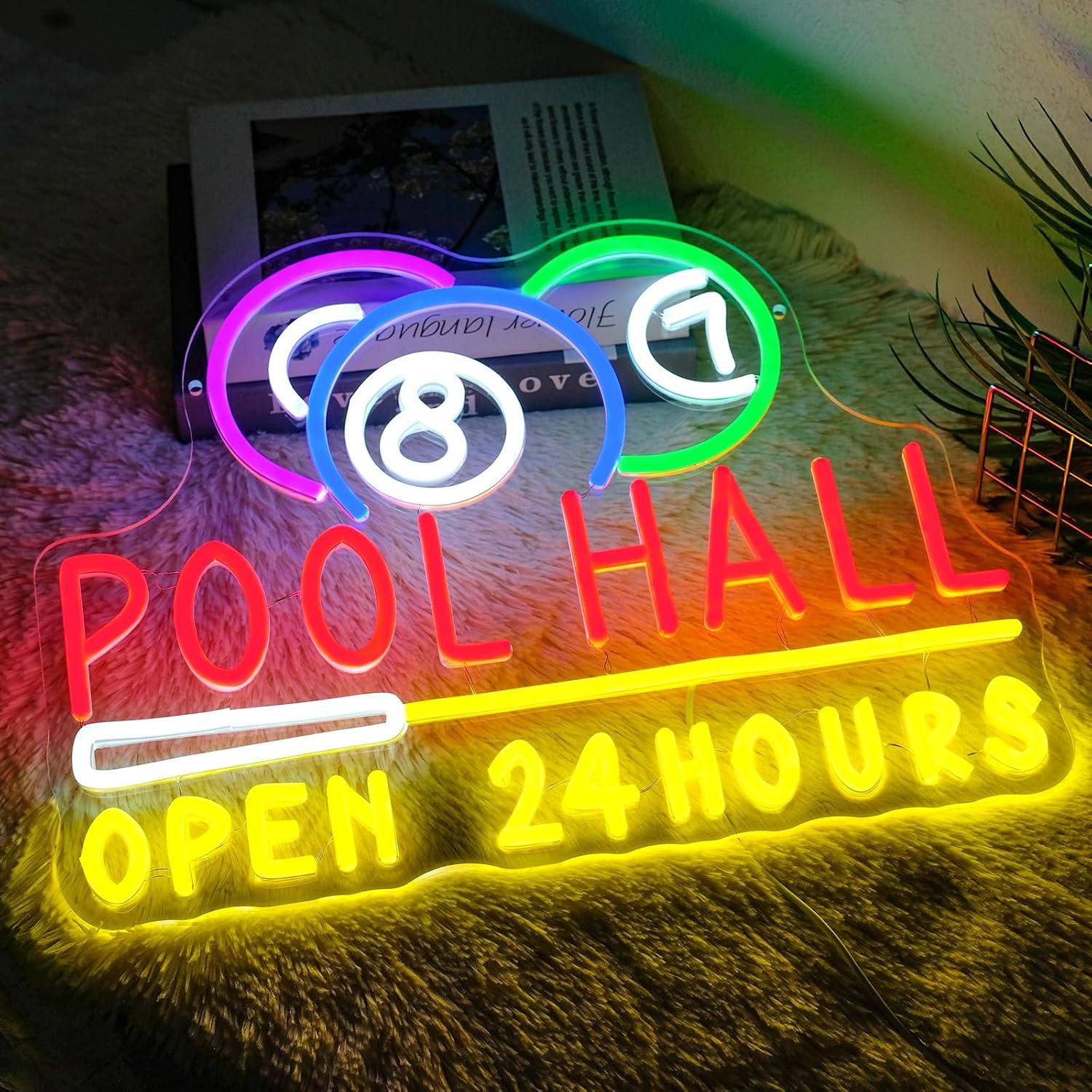 Pool Hall Open 24 Hours Neon S - огляд і ціна Decor Lighting Opening Hours
