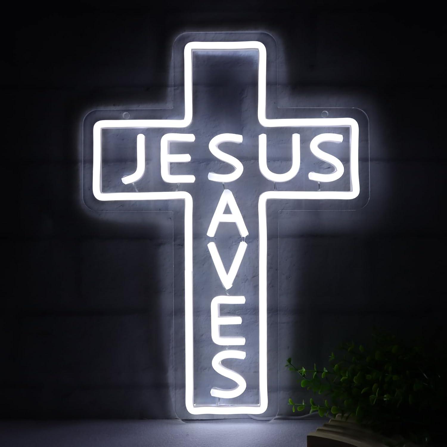 Jesus Saves Cross Neon Signs U - огляд і ціна Lighting Decor Living Room