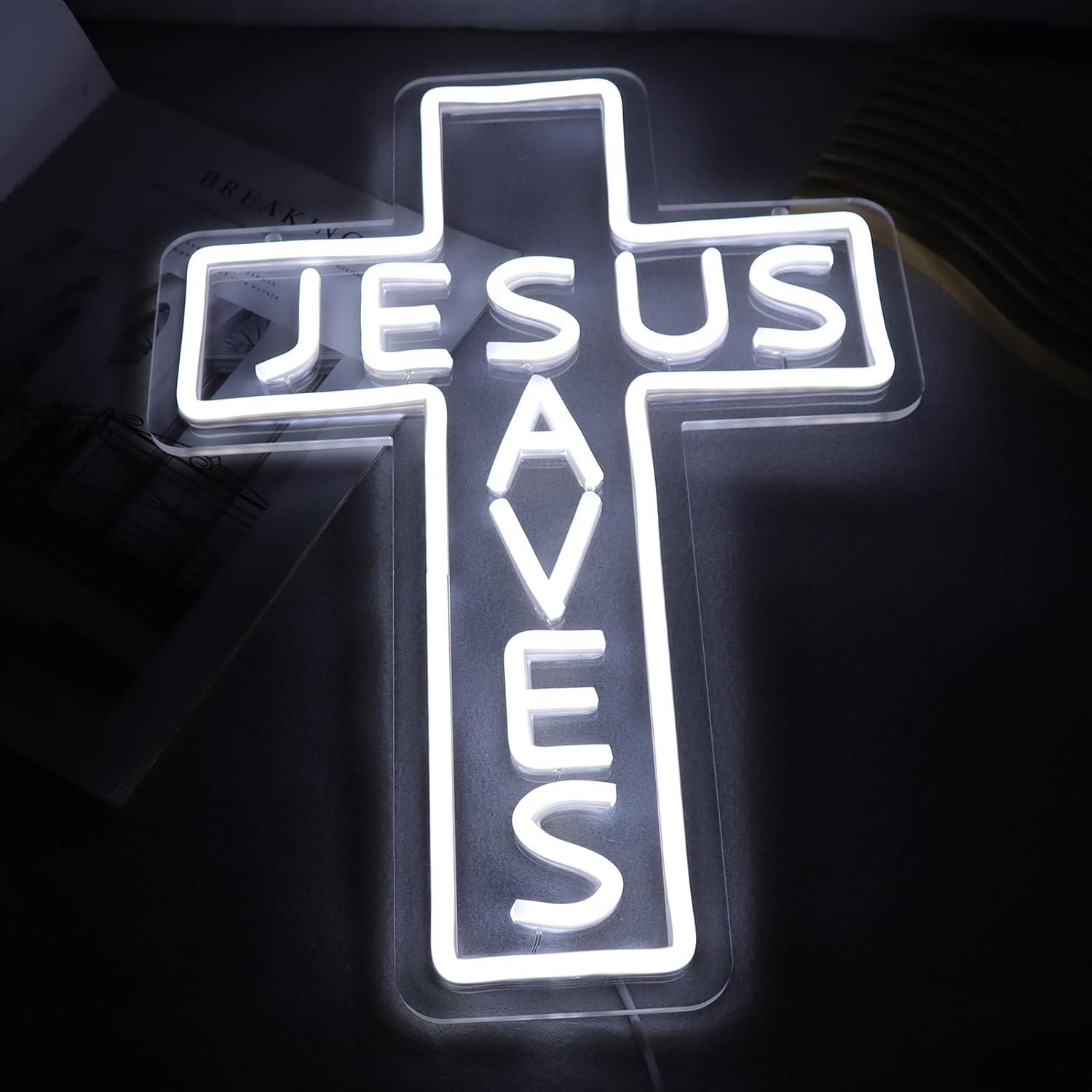 Jesus Saves Cross Neon Signs U - огляд і ціна Lighting Decor Living Room