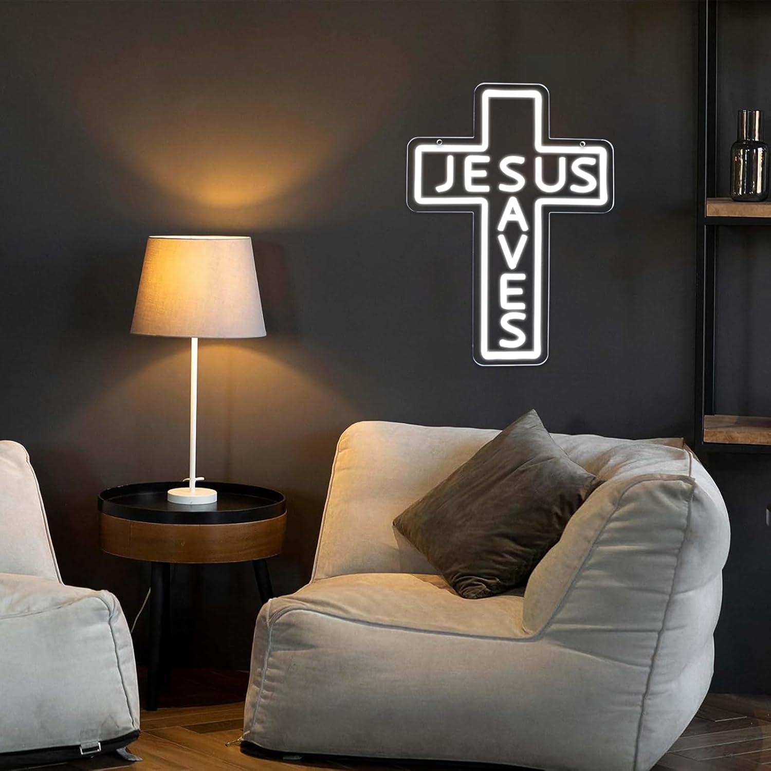 Jesus Saves Cross Neon Signs U - огляд і ціна Lighting Decor Living Room