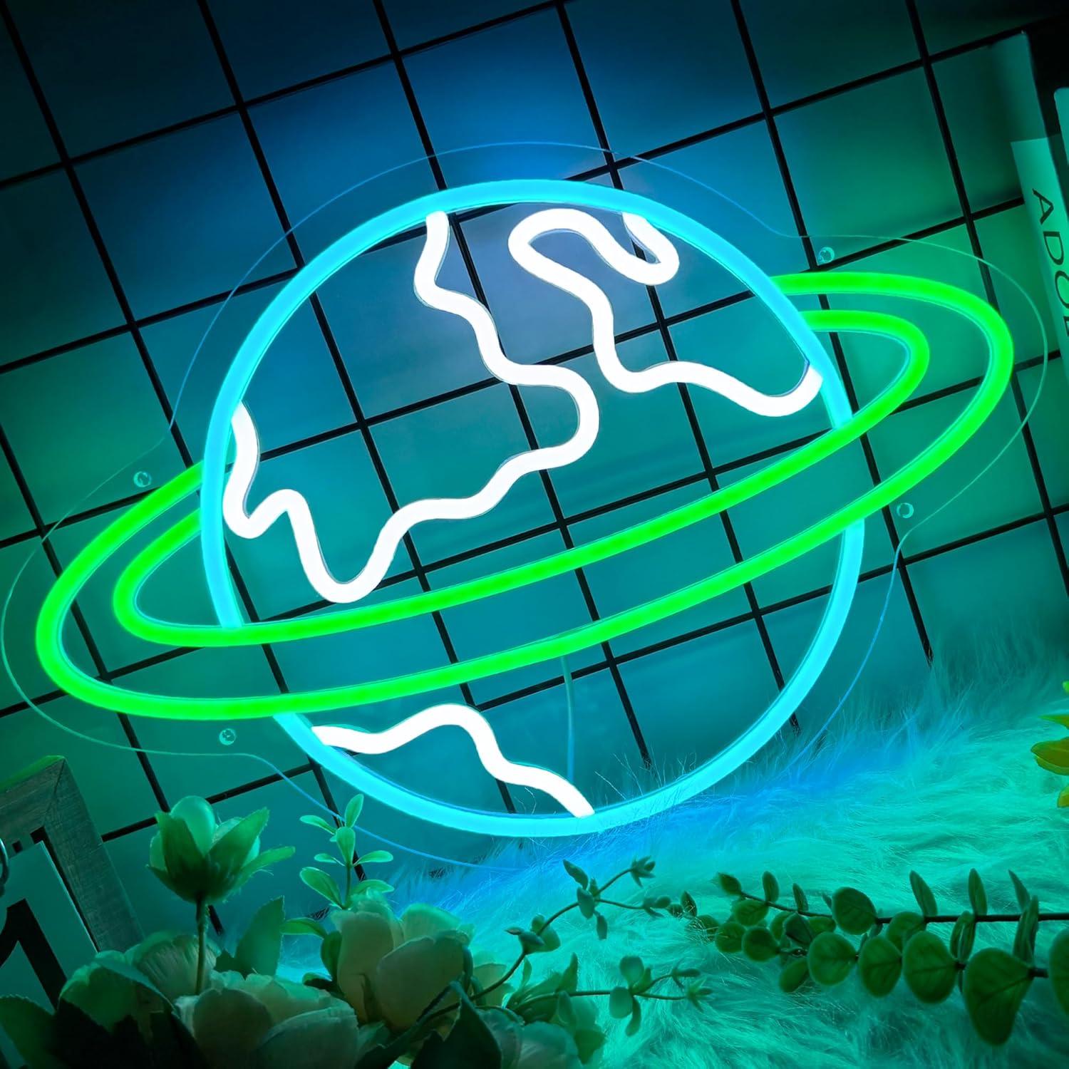 Earth Neon Sign Planet Dimmabl - огляд і ціна Lighting Decor Living Room