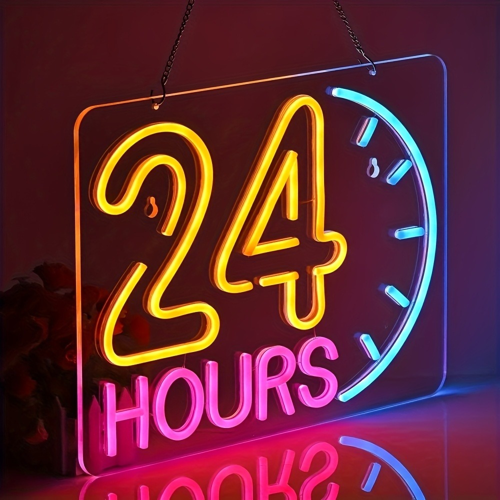 24-Hour LED Neon Sign, USB Pow - огляд і ціна Decor Lighting Opening Hours