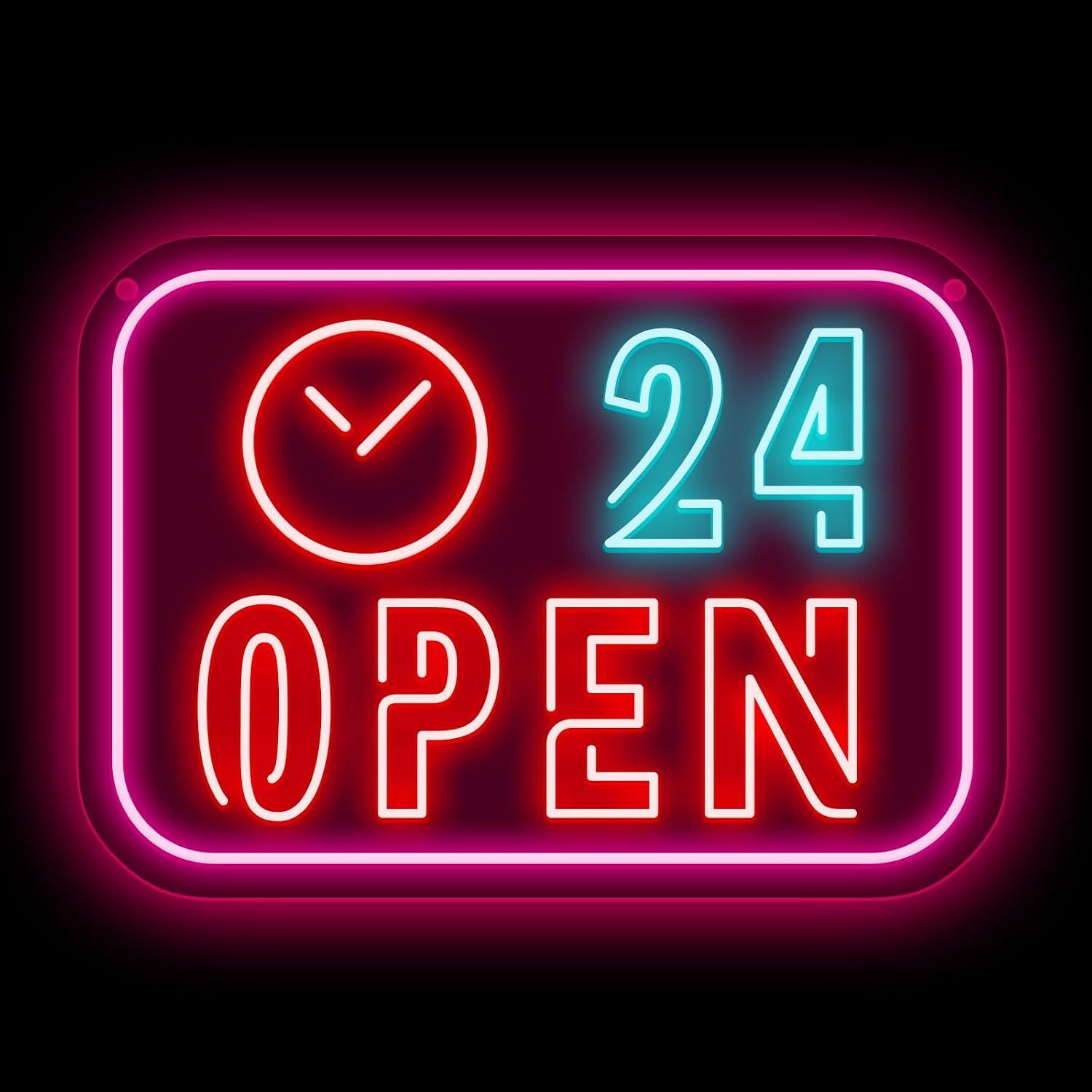 Clock 24 Hours Open Neon Sign  - огляд і ціна Decor Lighting Opening Hours